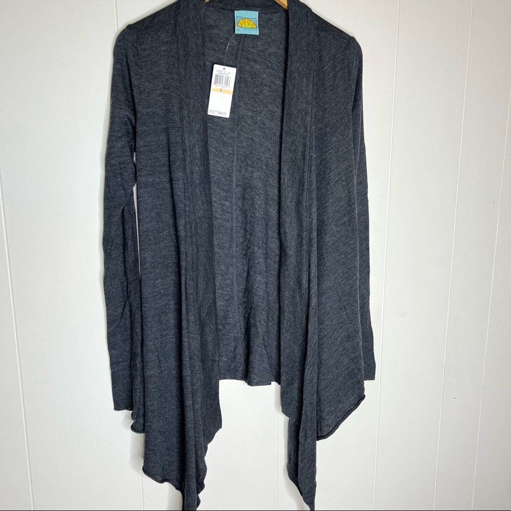 NWT C&C California Waterfall Heather gray Open Cardigan Sweater Sz S
